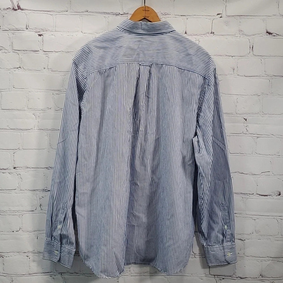 American Eagle Outfitters Blue White Stripe Long Sleeve Button Down Shirt Men - Picture 10 of 15